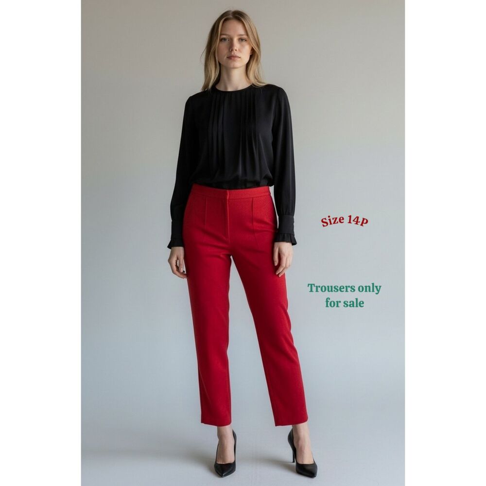 Vintage Sag Harbor Petite Red Pleated Trousers Women's Dress Pants Size 14P